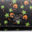 PRADA Long Wallet Safiano Leather Black Silver Auth 206067V-12