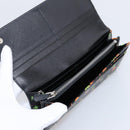 PRADA Long Wallet Safiano Leather Black Silver Auth 206067V-14