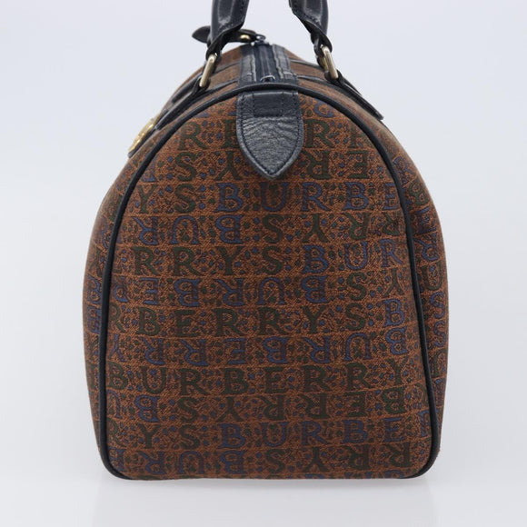 Burberrys Boston Bag Canvas Gold Brown Auth 206076A