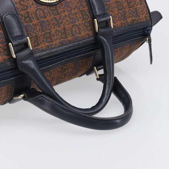 Burberrys Boston Bag Canvas Gold Brown Auth 206076A