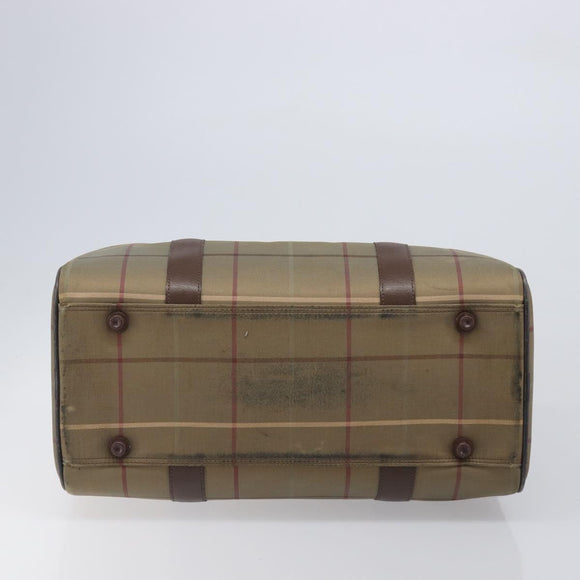 Burberrys Nova Check Boston Bag Canvas Beige Gold Auth 206077