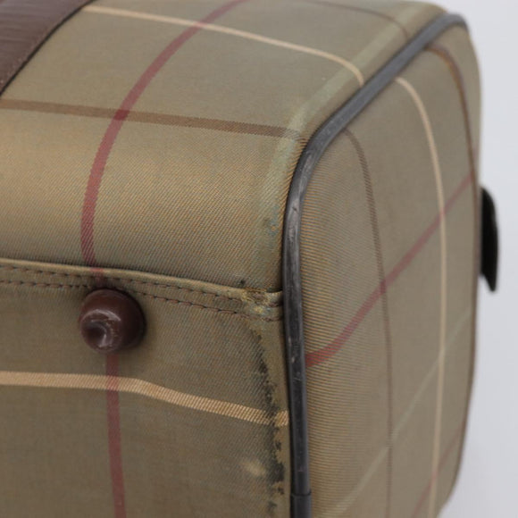 Burberrys Nova Check Boston Bag Canvas Beige Gold Auth 206077