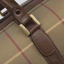 Burberrys Nova Check Boston Bag Canvas Beige Gold Auth 206077-19