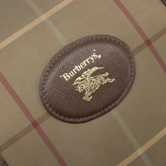 Burberrys Nova Check Boston Bag Canvas Beige Gold Auth 206077