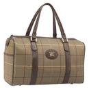 Burberrys Nova Check Boston Bag Canvas Beige Gold Auth 206077-1