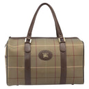 Burberrys Nova Check Boston Bag Canvas Beige Gold Auth 206077-13
