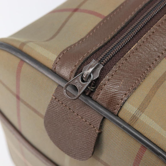 Burberrys Nova Check Boston Bag Canvas Beige Gold Auth 206077