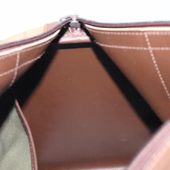 Burberrys Nova Check Boston Bag Canvas Beige Gold Auth 206077