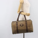 Burberrys Nova Check Boston Bag Canvas Beige Gold Auth 206077-27