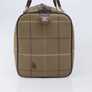 Burberrys Nova Check Boston Bag Canvas Beige Gold Auth 206077-4