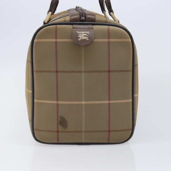 Burberrys Nova Check Boston Bag Canvas Beige Gold Auth 206077