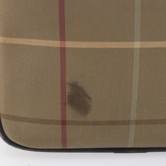 Burberrys Nova Check Boston Bag Canvas Beige Gold Auth 206077