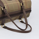 Burberrys Nova Check Boston Bag Canvas Beige Gold Auth 206077-9