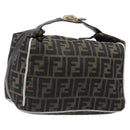 FENDI Zucca Canvas Vanity Hand Bag Black Brown Auth 206079-1