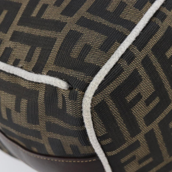 FENDI Zucca Canvas Vanity Hand Bag Black Brown Auth 206079