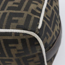 FENDI Zucca Canvas Vanity Hand Bag Black Brown Auth 206079-17