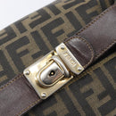 FENDI Zucca Canvas Vanity Hand Bag Black Brown Auth 206079-19