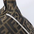 FENDI Zucca Canvas Vanity Hand Bag Black Brown Auth 206079-9
