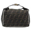 FENDI Zucca Canvas Vanity Hand Bag Black Brown Auth 206079-13