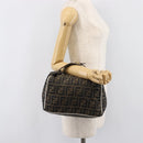 FENDI Zucca Canvas Vanity Hand Bag Black Brown Auth 206079-26
