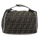 FENDI Zucca Canvas Vanity Hand Bag Black Brown Auth 206079-2