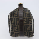 FENDI Zucca Canvas Vanity Hand Bag Black Brown Auth 206079-3