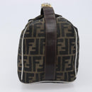 FENDI Zucca Canvas Vanity Hand Bag Black Brown Auth 206079-4