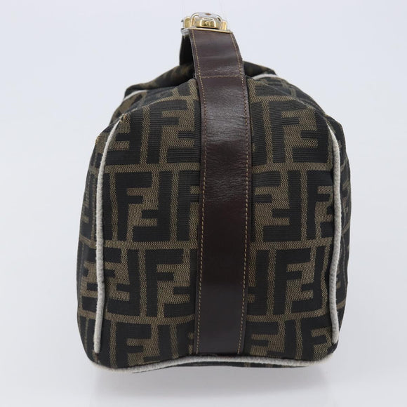 FENDI Zucca Canvas Vanity Hand Bag Black Brown Auth 206079