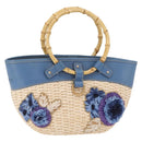 Miu Miu Hand Bag Raffia Beige Gold Auth 206081V-1