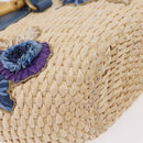 Miu Miu Hand Bag Raffia Beige Gold Auth 206081V-17