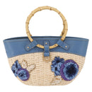 Miu Miu Hand Bag Raffia Beige Gold Auth 206081V-13