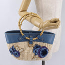 Miu Miu Hand Bag Raffia Beige Gold Auth 206081V-25