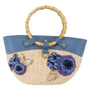 Miu Miu Hand Bag Raffia Beige Gold Auth 206081V-2