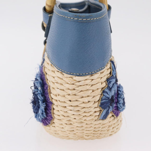 Miu Miu Hand Bag Raffia Beige Gold Auth 206081V