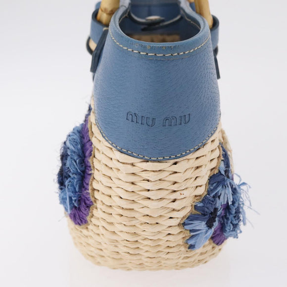 Miu Miu Hand Bag Raffia Beige Gold Auth 206081V