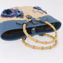Miu Miu Hand Bag Raffia Beige Gold Auth 206081V-7