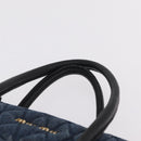 Miu Miu Biker Hand Bag Denim 2way Navy Gold Auth 206083V-15