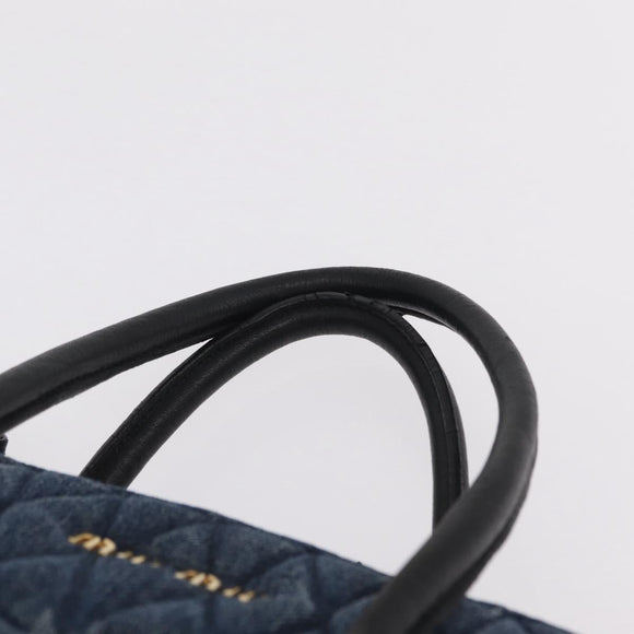 Miu Miu Biker Hand Bag Denim 2way Navy Gold Auth 206083V