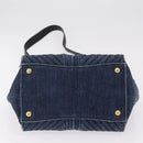 Miu Miu Biker Hand Bag Denim 2way Navy Gold Auth 206083V-6