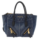 Miu Miu Biker Hand Bag Denim 2way Navy Gold Auth 206083V-13