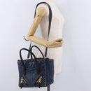 Miu Miu Biker Hand Bag Denim 2way Navy Gold Auth 206083V-29