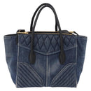 Miu Miu Biker Hand Bag Denim 2way Navy Gold Auth 206083V-2