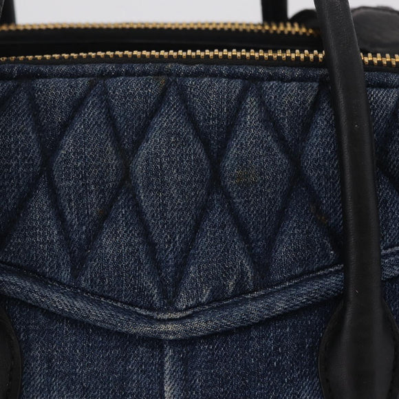 Miu Miu Biker Hand Bag Denim 2way Navy Gold Auth 206083V