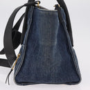 Miu Miu Biker Hand Bag Denim 2way Navy Gold Auth 206083V-4