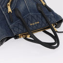 Miu Miu Biker Hand Bag Denim 2way Navy Gold Auth 206083V-7