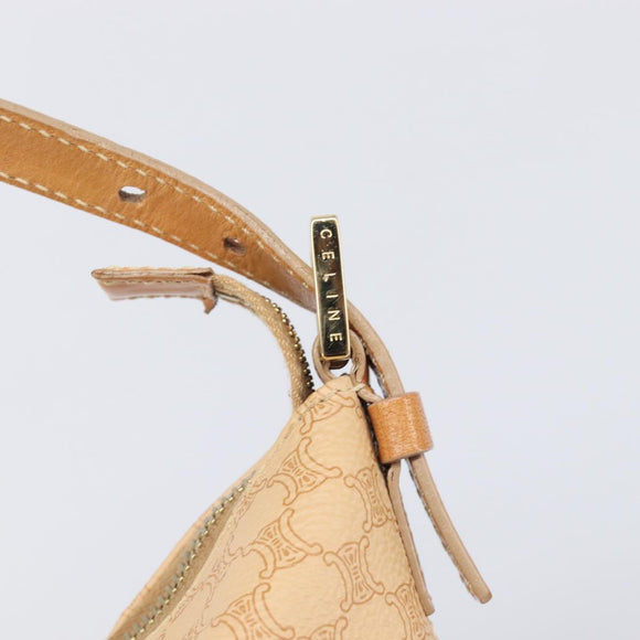 CELINE Macadam Canvas Accessory Pouch PVC Leather Beige Gold Auth 206085V