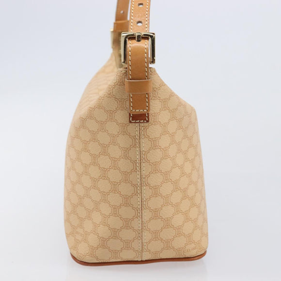 CELINE Macadam Canvas Accessory Pouch PVC Leather Beige Gold Auth 206085V