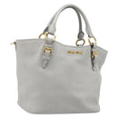 Miu Miu Hand Bag Leather 2way Gray Gold Auth 206086V-1