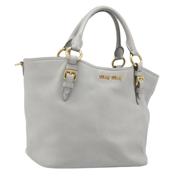 Miu Miu Hand Bag Leather 2way Gray Gold Auth 206086V