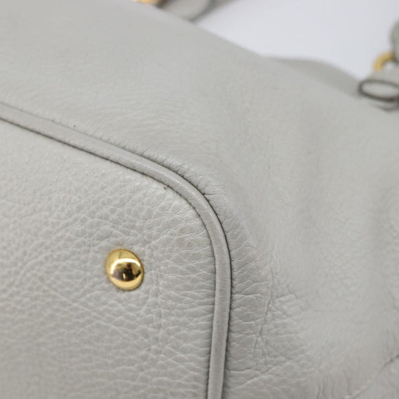 Miu Miu Hand Bag Leather 2way Gray Gold Auth 206086V